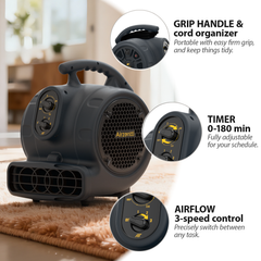 Air Mover, 1100 CFM 1/4 HP with Timer