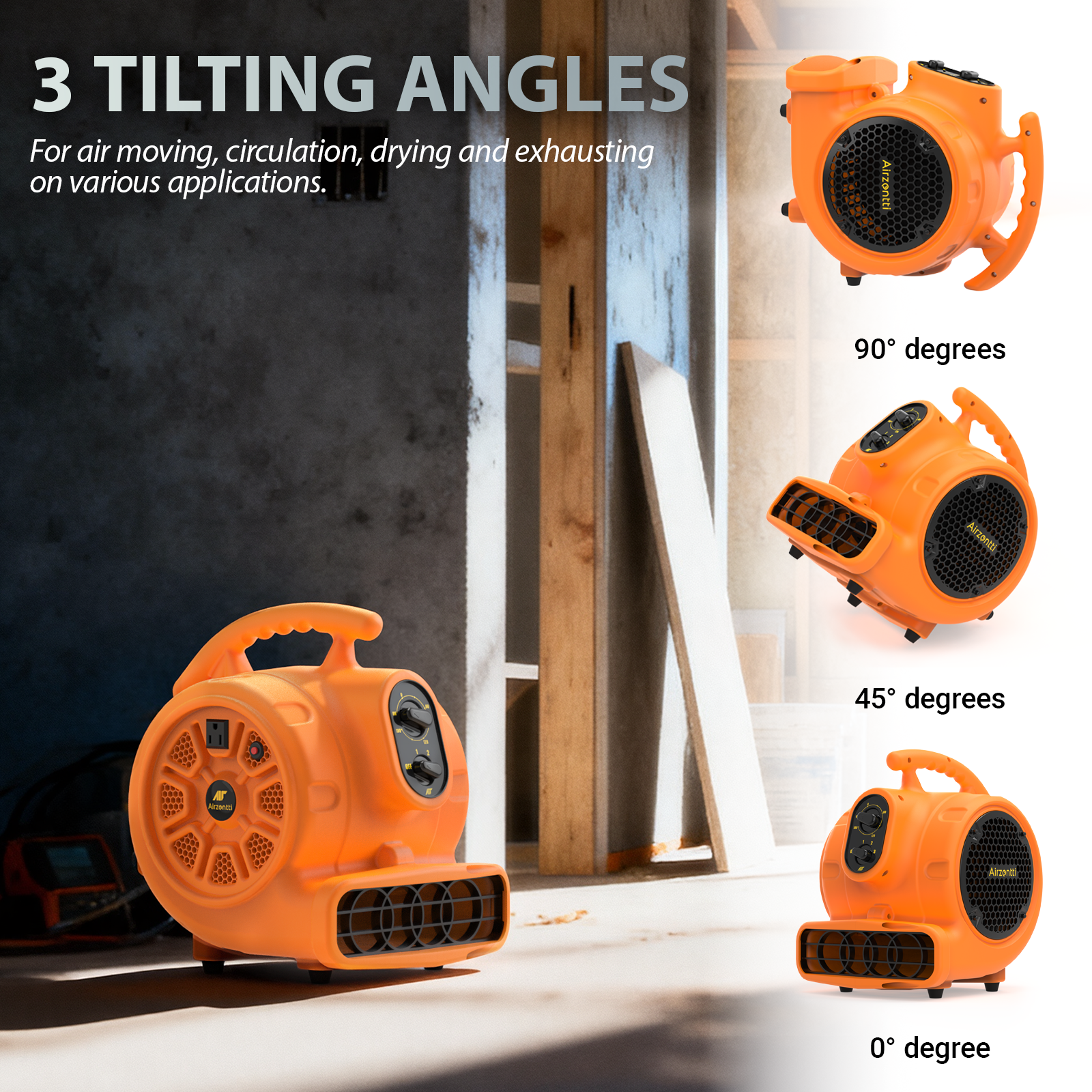 Air Mover, 1100 CFM 1/4 HP with Timer