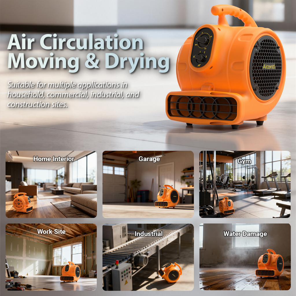 Air Mover, 1100 CFM 1/4 HP 200W with Timer