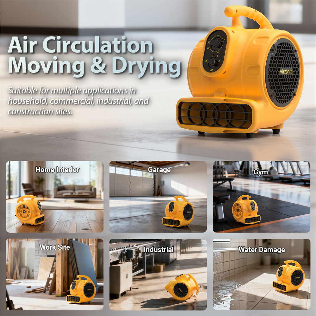 Air Mover, 1100 CFM 1/4 HP 200W with Timer